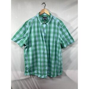 Club Room Shirt Mens Green Checker Sz 2xL Button Down Short Sleeve